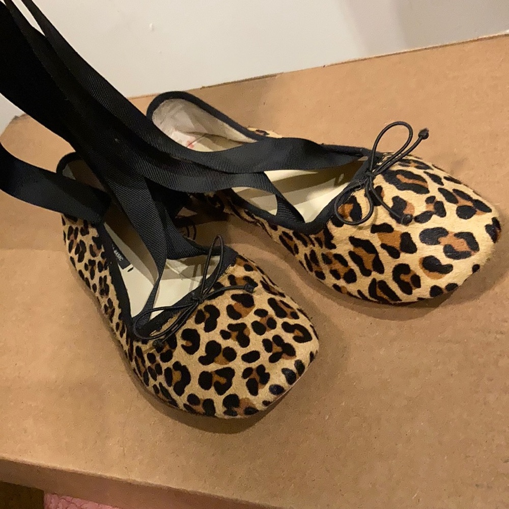 Zara Lace-up Leopard Pony Hair Ballet Flats